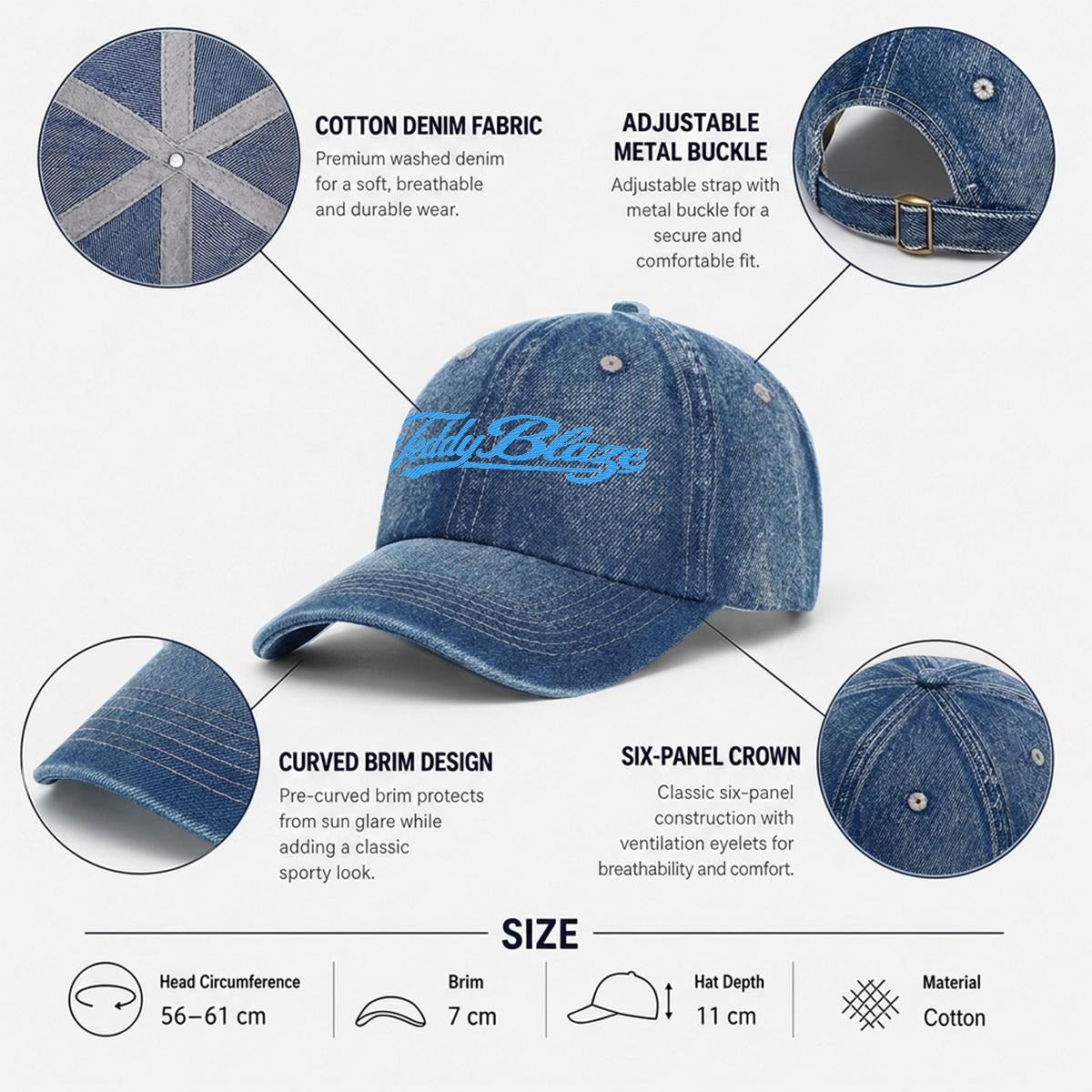 Embroidered Signature Denim Trucker Cap | DELANCEY