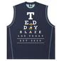 Navy sleeveless shirt with 'Today Blaze Las Vegas' text and logo on a white background