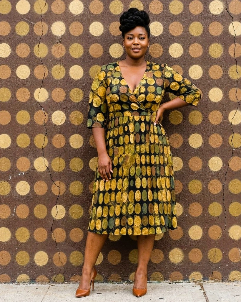 Camo Polka Dot V-Neck Half Sleeve Midi Dress (CAMO13)