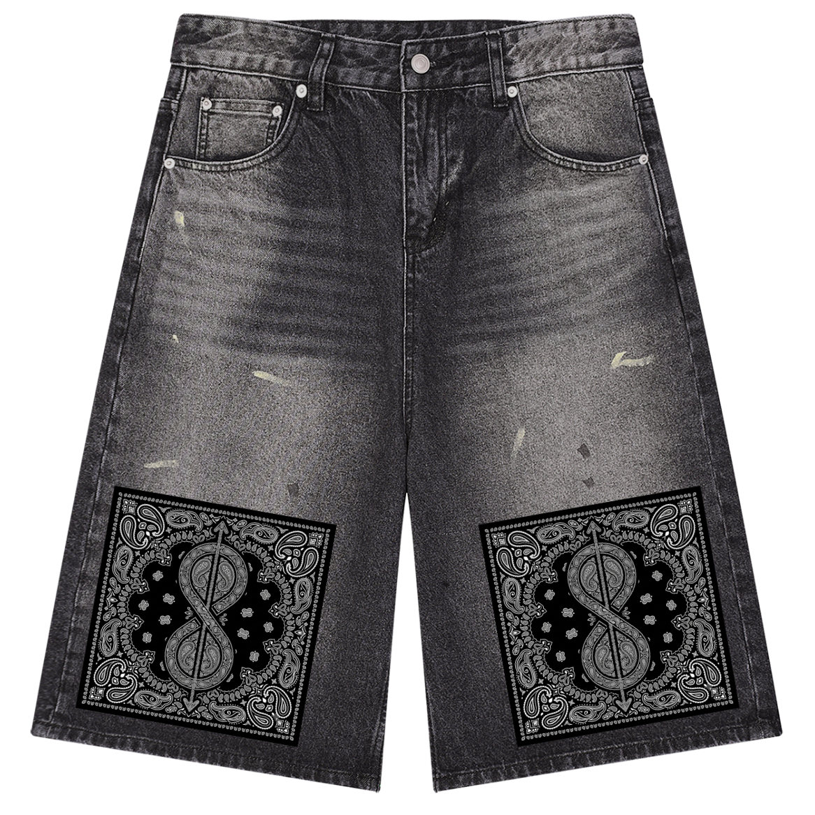 81C Bandana Vintage Wash Denim Shorts | Da Heights