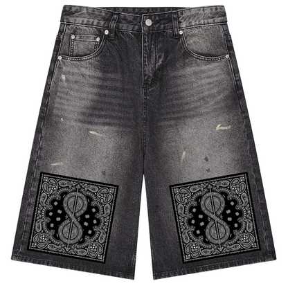 81C Bandana Vintage Wash Denim Shorts | Da Heights