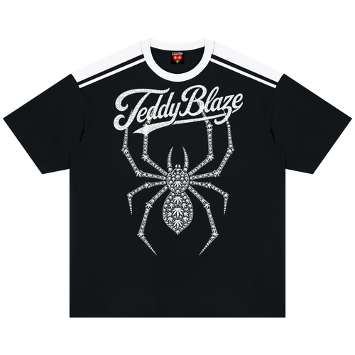 Black t-shirt with a graphic design of a skull and sword on a white background