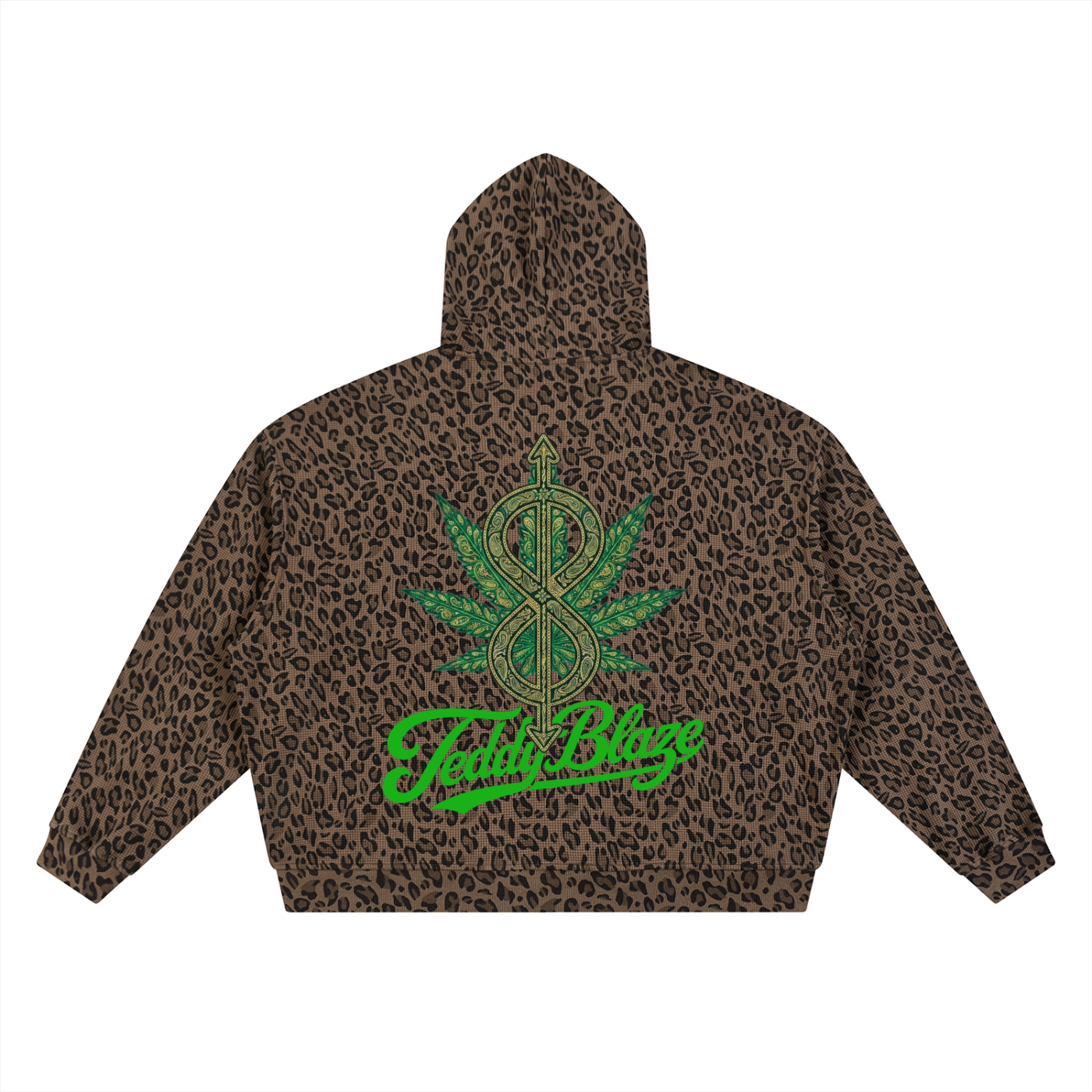 81C Leopard Print Waffle Knit Zip Hoodie | Teddy Kush