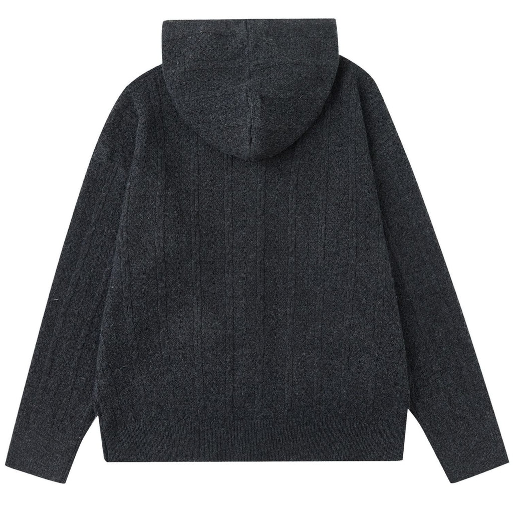 Shop the Iron + Ivy Button-Front Cable Knit Hooded Cardigan by Teddy Blaze. Plush acrylic jacquard knit hooded cardigan featuring front flap pockets and tonal button closure.