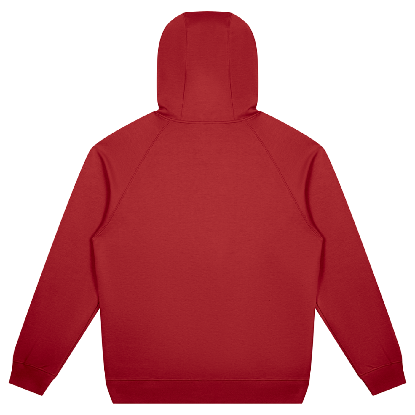 Shop the Signature Raglan Sleeve Hooded Jumper by Teddy Blaze. Heavyweight 380 GSM crimson red tech fleece hoodie featuring "TEDDY★BLAZE" stencil typography from THE BLAZE MAN.