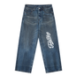 Men’s vintage wash denim jeans with a bold Signature leg graphic, heavyweight cotton-viscose denim, and BK Collection streetwear energy.