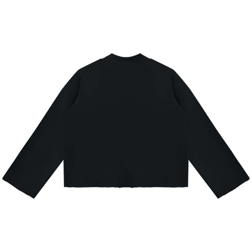 Shop the Dapper Blaze Mock Neck Raw Edge Boxy Jumper by Teddy Blaze. 350 GSM heavy cotton oversized jumper with pinstripe-suited bear graphic from WE OUTSIDE! OUTERWEAR.
