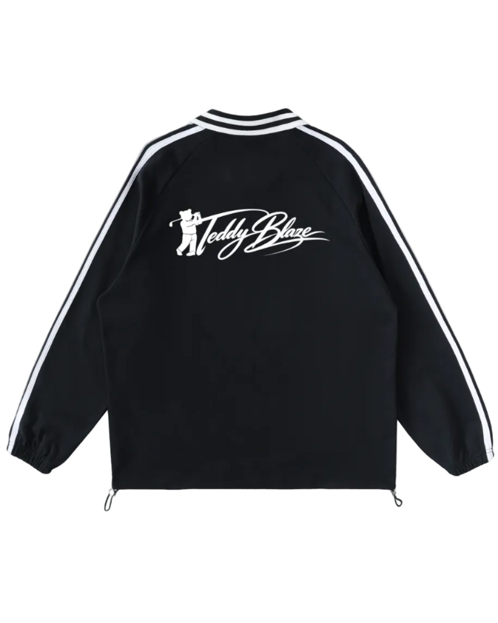 Shop the Iron + Ivy Biker Blaze Contrast Trim Long Cotton Polo by Teddy Blaze. Heavyweight 380 GSM black cotton polo with biker bear chest graphic and golf bear back logo.