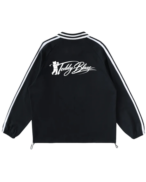 Shop the Iron + Ivy Biker Blaze Contrast Trim Long Cotton Polo by Teddy Blaze. Heavyweight 380 GSM black cotton polo with biker bear chest graphic and golf bear back logo.