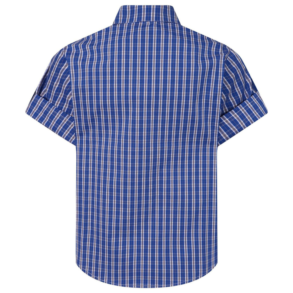 Shop the Iron + Ivy Cuffed Workwear Grid Plaid Short Sleeve Shirt by Teddy Blaze. Japanese workwear-inspired cotton-blend plaid shirt featuring rolled cuffed sleeves and a bias-cut pocket.