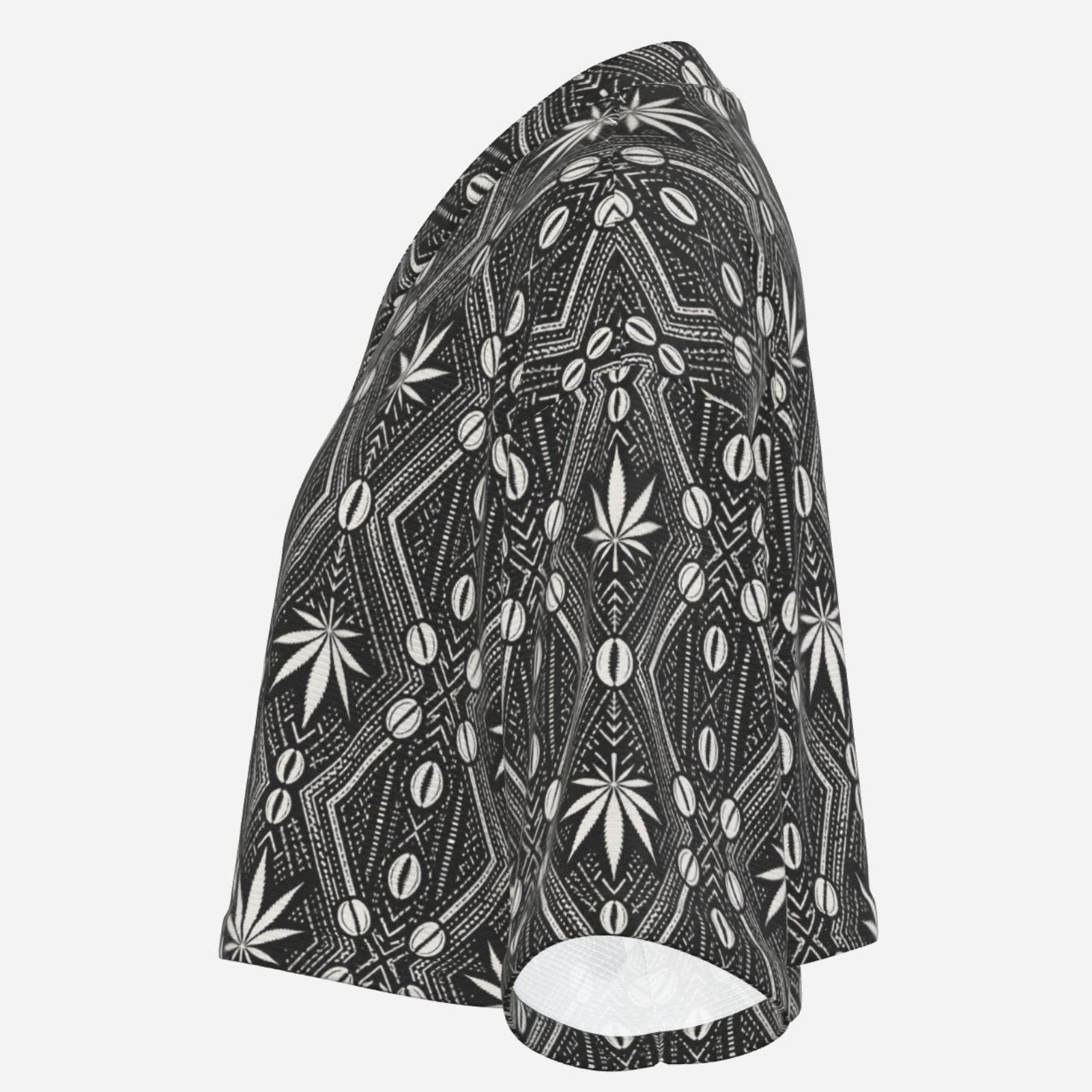 A lightweight DaChek™ crop top with a V-neckline, relaxed batwing sleeves, and stretch polyester fabric from Teddy Blaze.