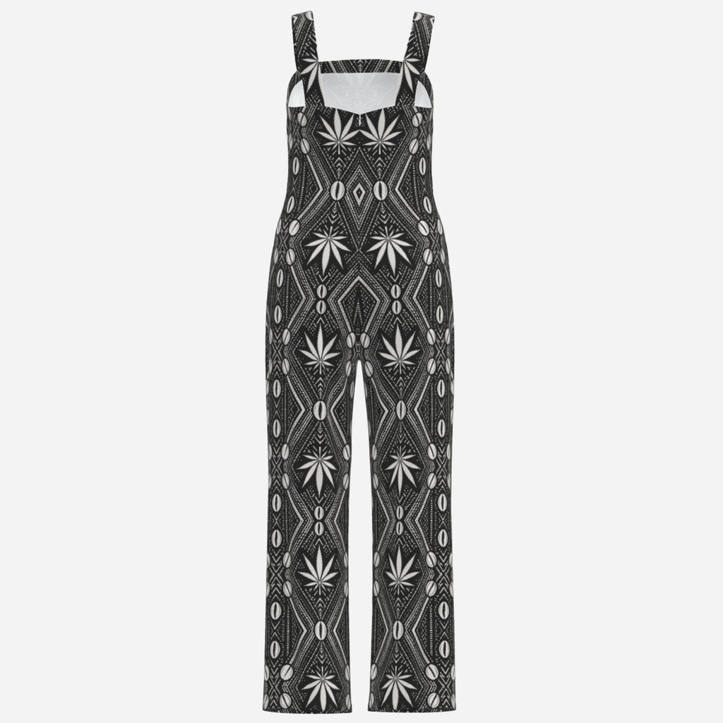 Full-length Teddy Blaze overalls in lightweight polyester, featuring the DaCruz crest bib and all-over black-and-white DaChek™ pattern.