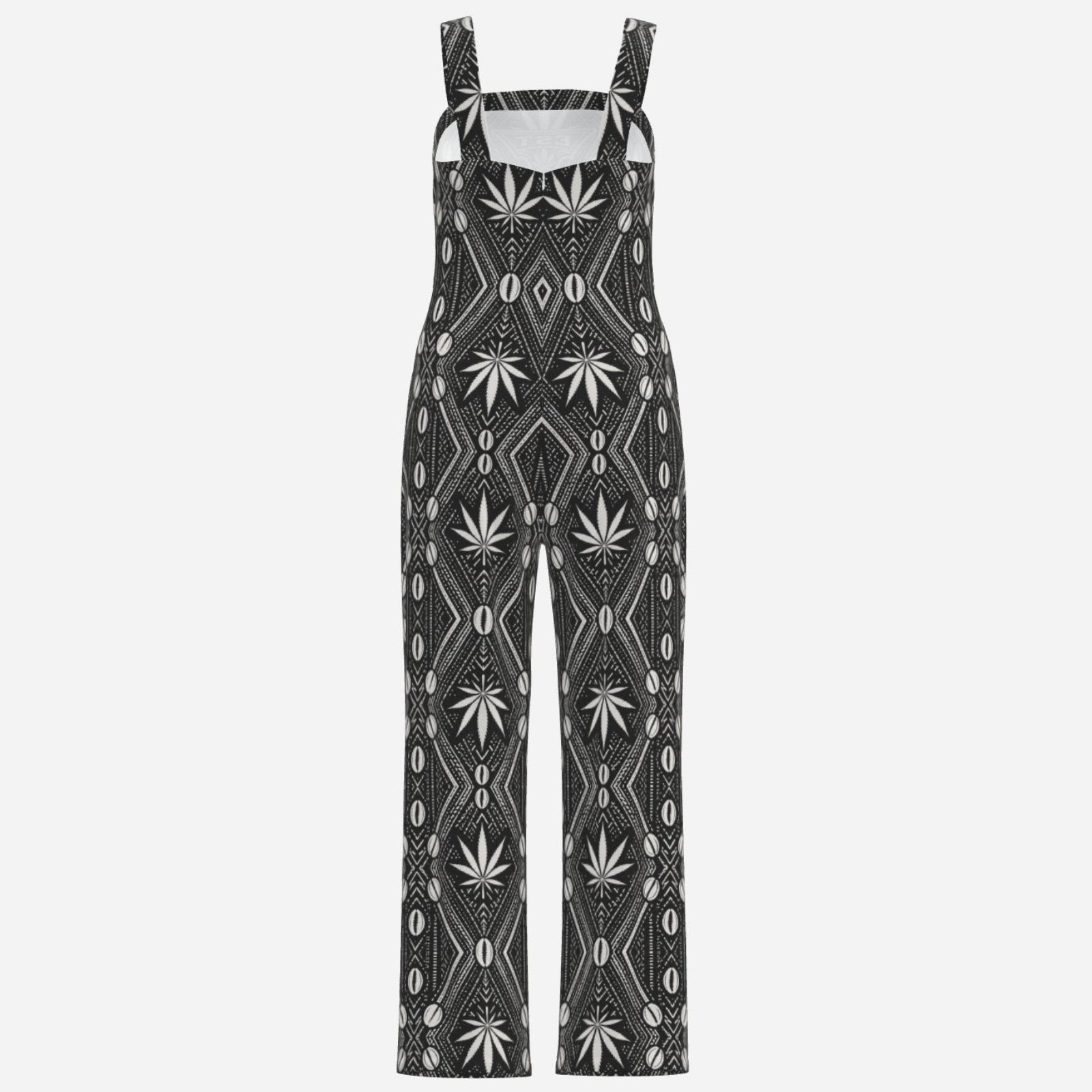 Full-length Teddy Blaze overalls in lightweight polyester, featuring the DaCruz crest bib and all-over black-and-white DaChek™ pattern.