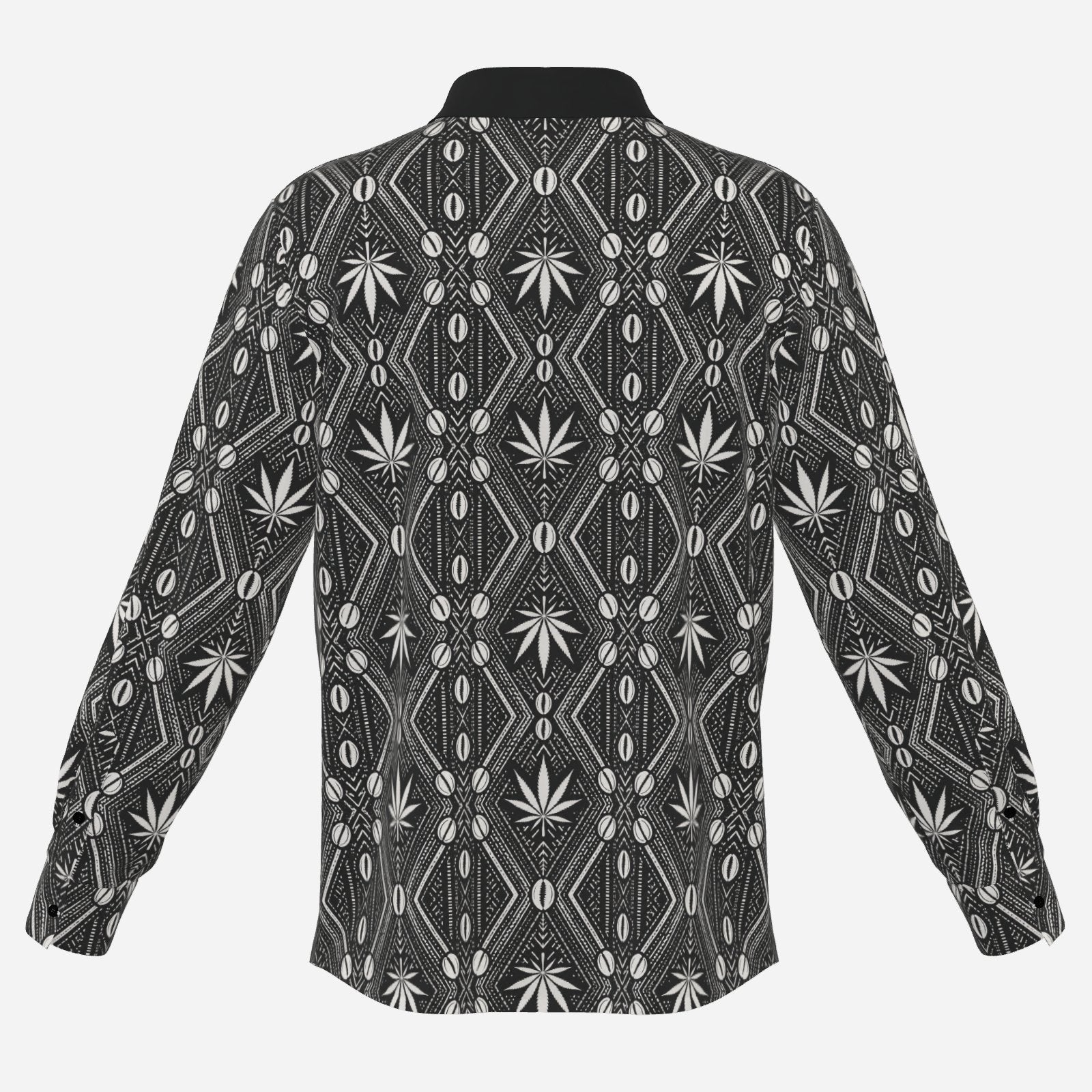 A lightweight DaChek™ satin-finish button-down with a black contrast collar and long sleeves, designed for polished Teddy Blaze streetwear.