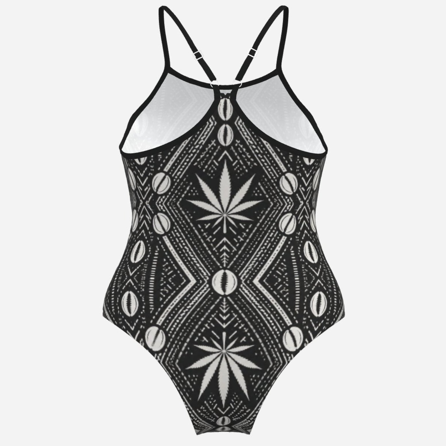 A Teddy Blaze™ spaghetti strap monokini in matte stretch swim fabric, finished with an open back and adjustable straps for poolside heat.