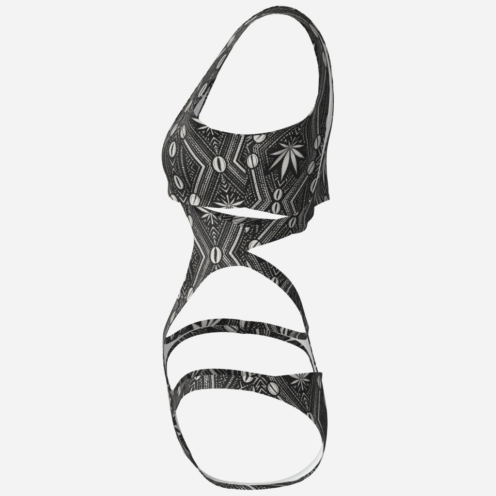 A bold DaChek™ cutout monokini in smooth matte stretch swim fabric, made for poolside confidence by Teddy Blaze.