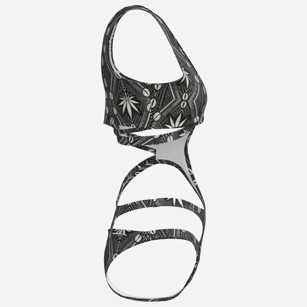 A bold DaChek™ cutout monokini in smooth matte stretch swim fabric, made for poolside confidence by Teddy Blaze.