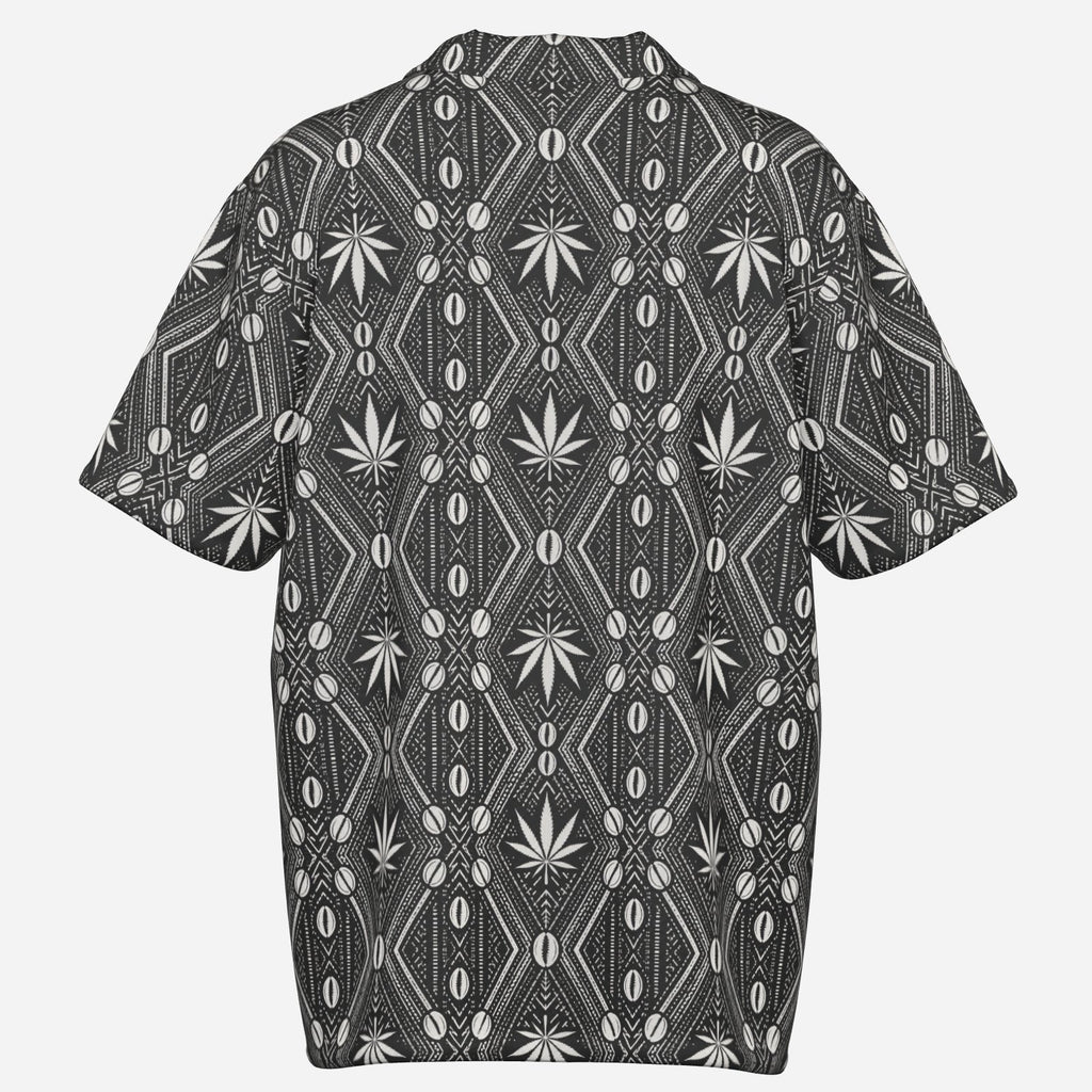Shop the DaChek Camp Shirt by Teddy Blaze, made from lightweight 120 GSM stretch fabric with bold black-and-white DaChek patternwork.