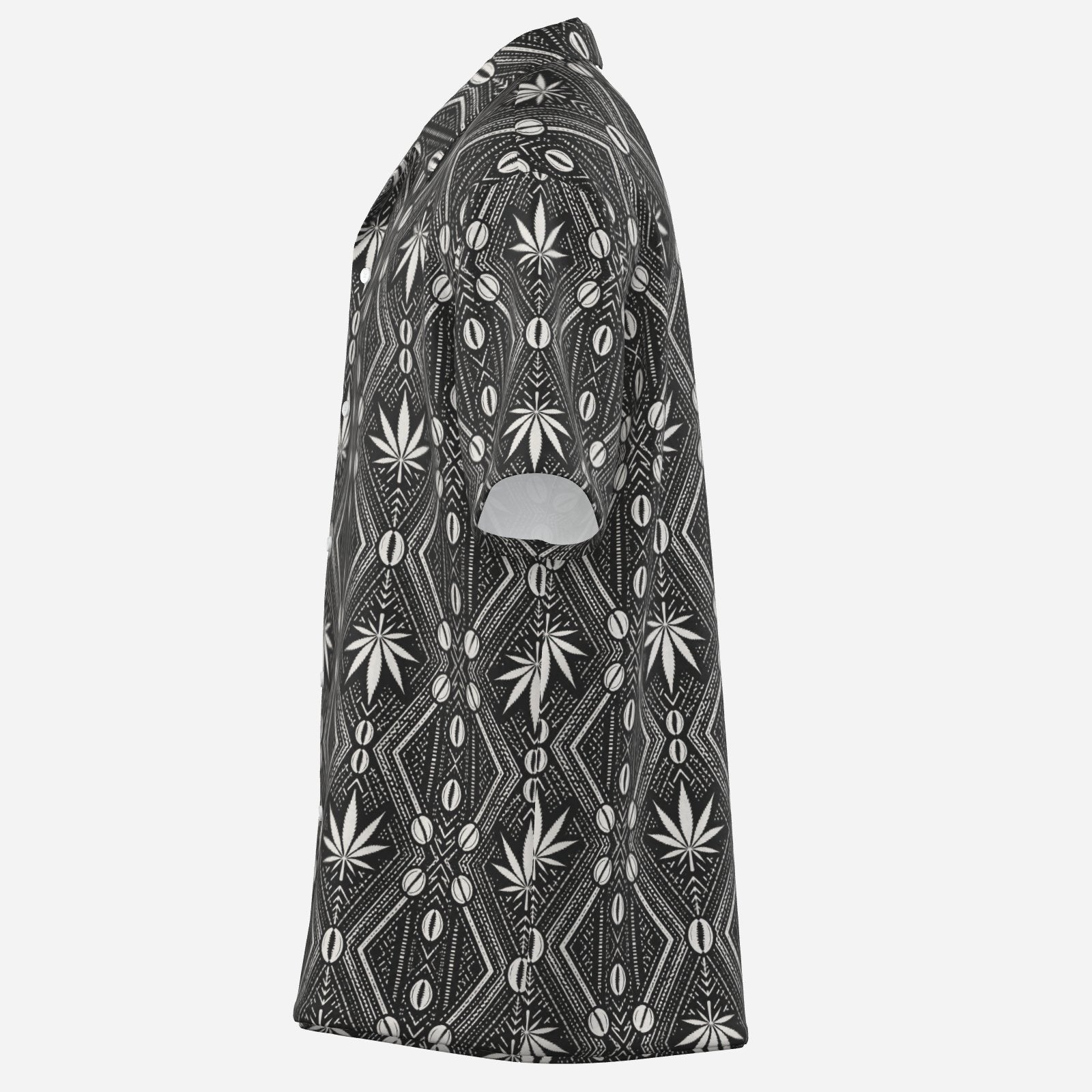 Shop the DaChek Camp Shirt by Teddy Blaze, made from lightweight 120 GSM stretch fabric with bold black-and-white DaChek patternwork.
