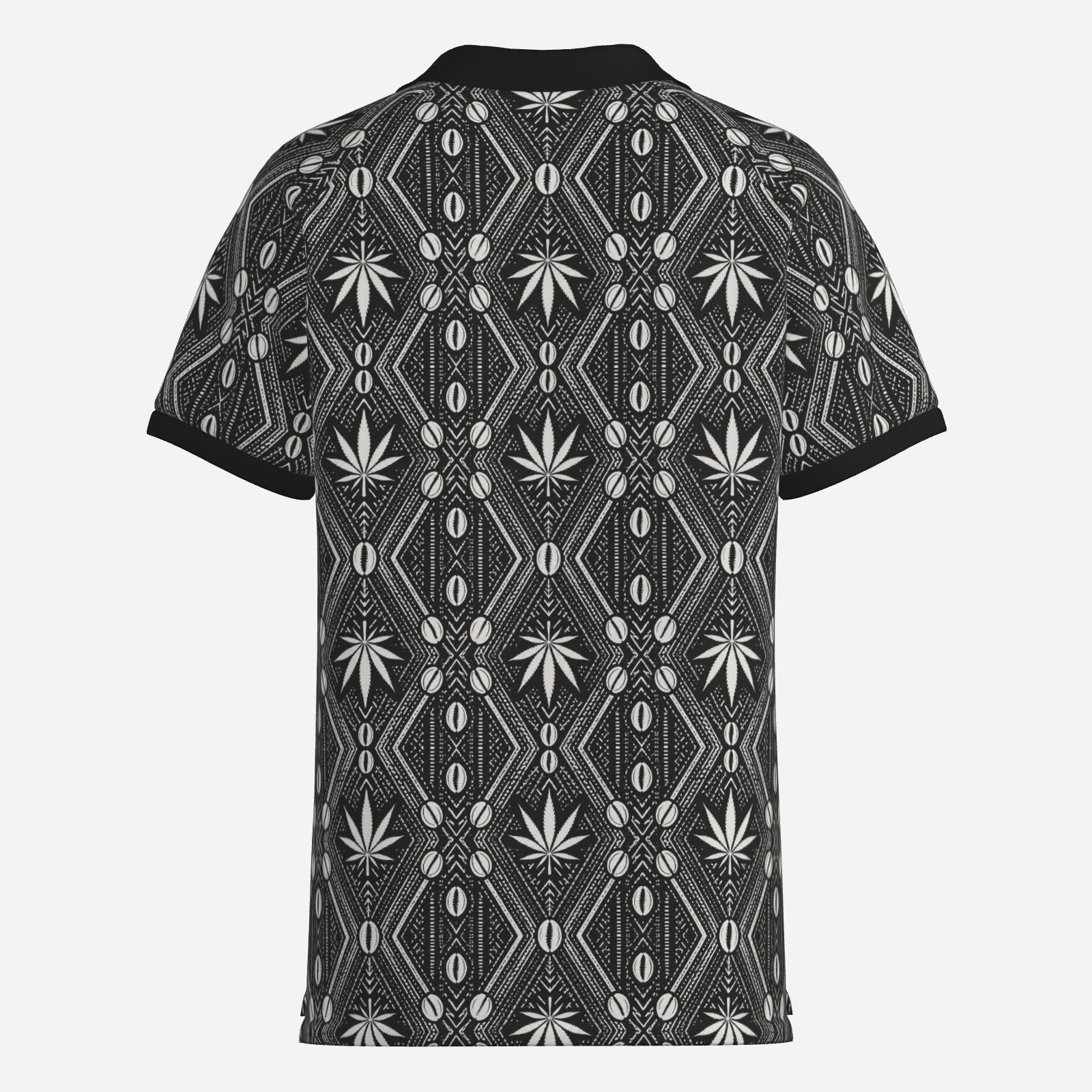 Shop the DaChek Contrast Trim Polo by Teddy Blaze, featuring bold black-and-white house patternwork with a crisp contrast collar and sleeve trim.
