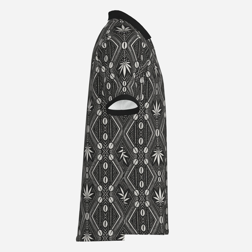 Shop the DaChek Contrast Trim Polo by Teddy Blaze, featuring bold black-and-white house patternwork with a crisp contrast collar and sleeve trim.
