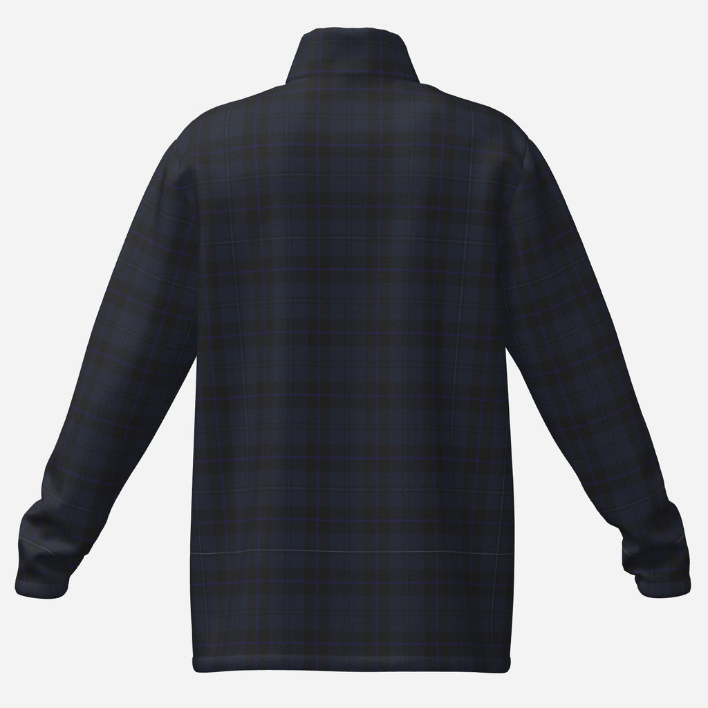 Shop the Bailey Tartan Quarter Zip by Teddy Blaze, made from 180 GSM stretch scuba knit with a cool-feeling finish and deep tonal plaid design.