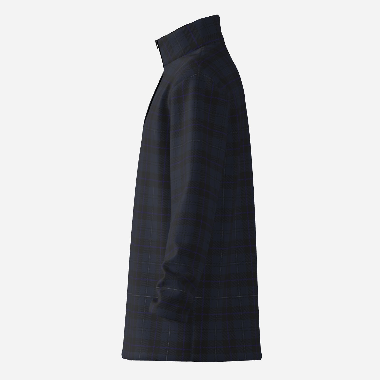 Shop the Bailey Tartan Quarter Zip by Teddy Blaze, made from 180 GSM stretch scuba knit with a cool-feeling finish and deep tonal plaid design.