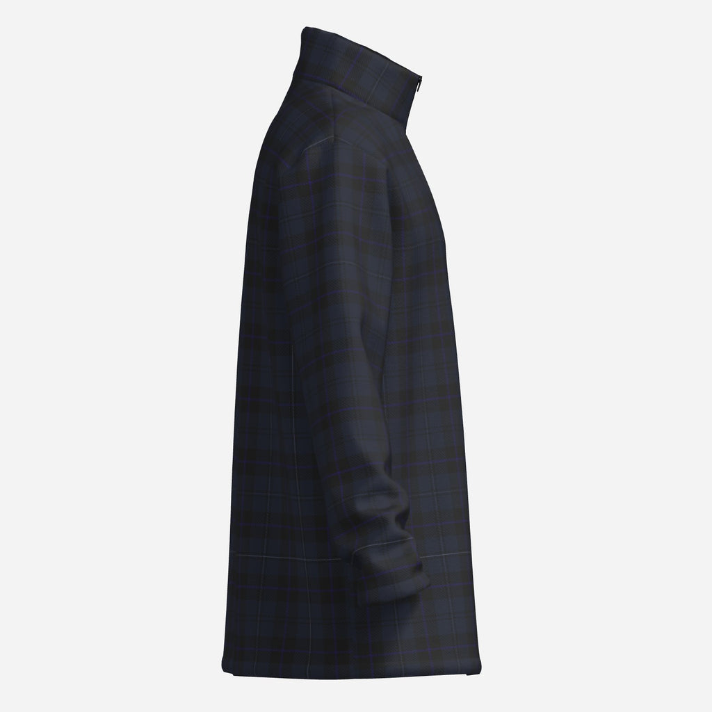 Shop the Bailey Tartan Quarter Zip by Teddy Blaze, made from 180 GSM stretch scuba knit with a cool-feeling finish and deep tonal plaid design.