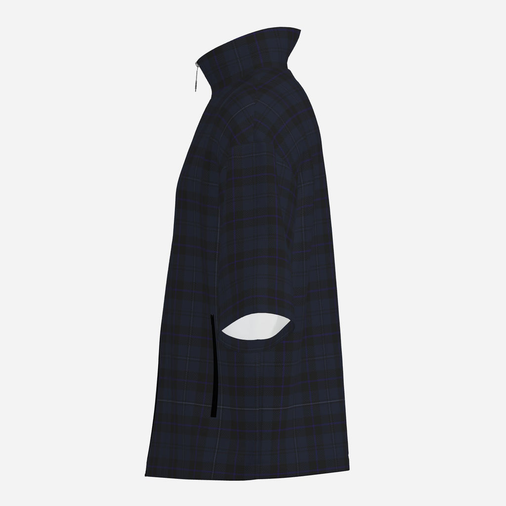 Shop the Bailey Tartan Windbreaker by Teddy Blaze, featuring lightweight four-way stretch fabric, tonal plaid, half sleeves and a sharp stand collar.
