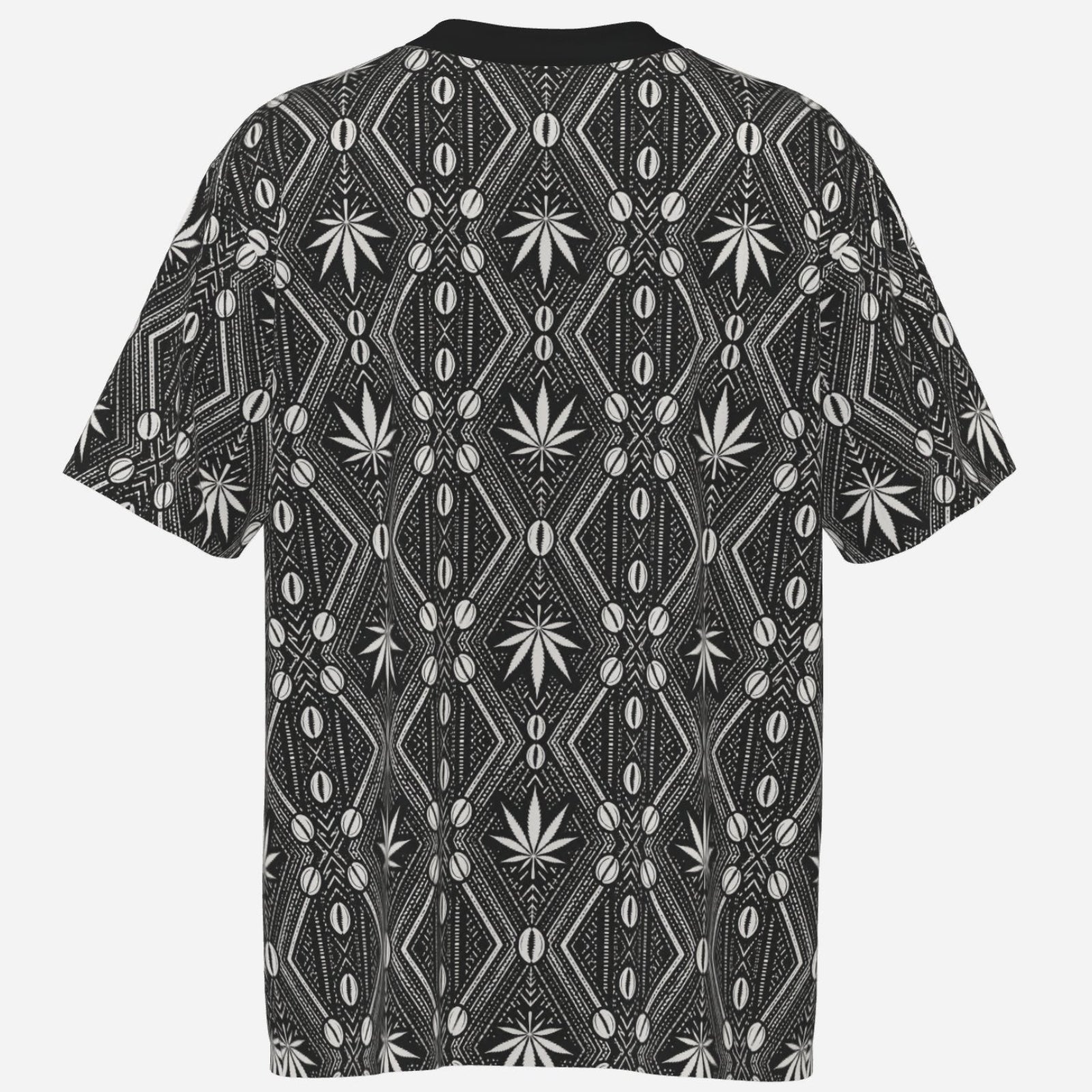 DaChek V-neck sports tee in 180 GSM cooling stretch fabric with UPF 50+ protection, contrast collar and signature Teddy Blaze Black Ivy pattern