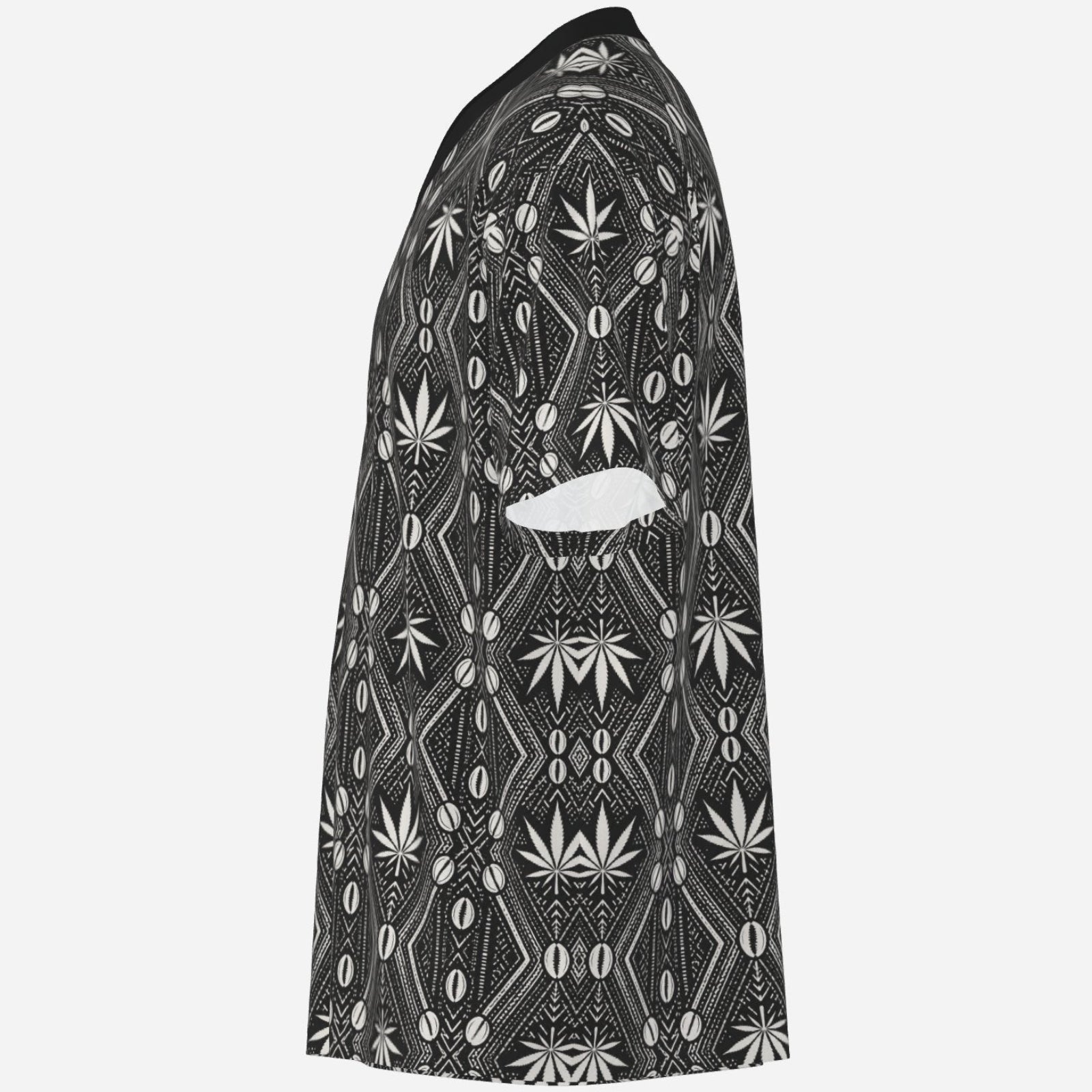 DaChek V-neck sports tee in 180 GSM cooling stretch fabric with UPF 50+ protection, contrast collar and signature Teddy Blaze Black Ivy pattern
