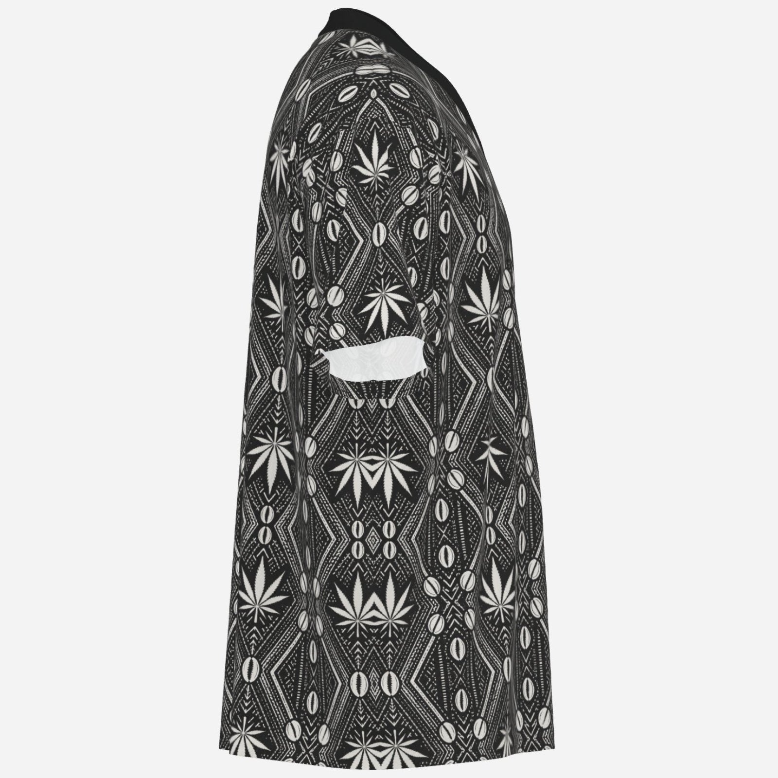 DaChek V-neck sports tee in 180 GSM cooling stretch fabric with UPF 50+ protection, contrast collar and signature Teddy Blaze Black Ivy pattern