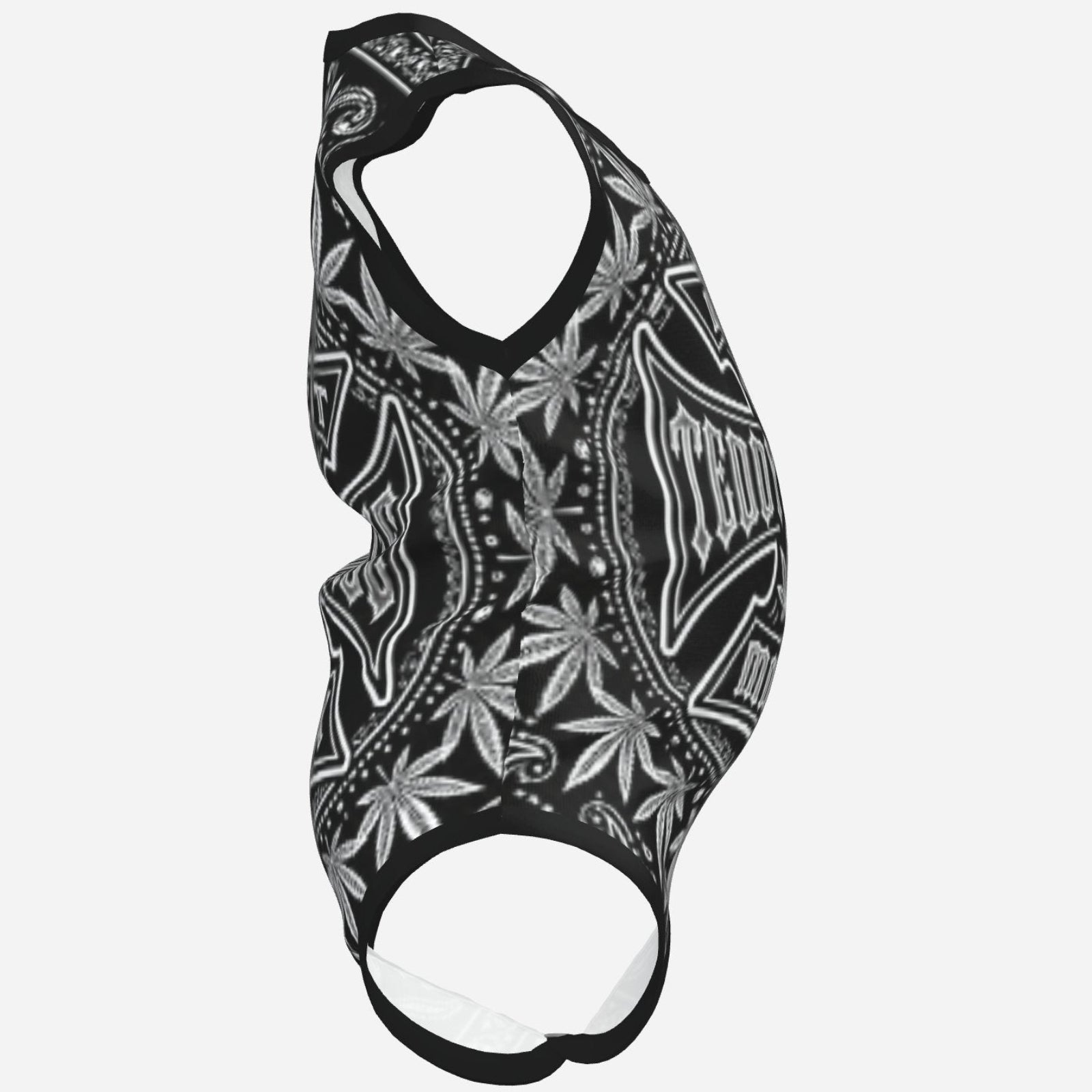 TeddyFlora Cruz sleeveless baby romper featuring the DaCruz Crest in bold black-and-white graphics, soft stretch fabric and convenient snap closure.