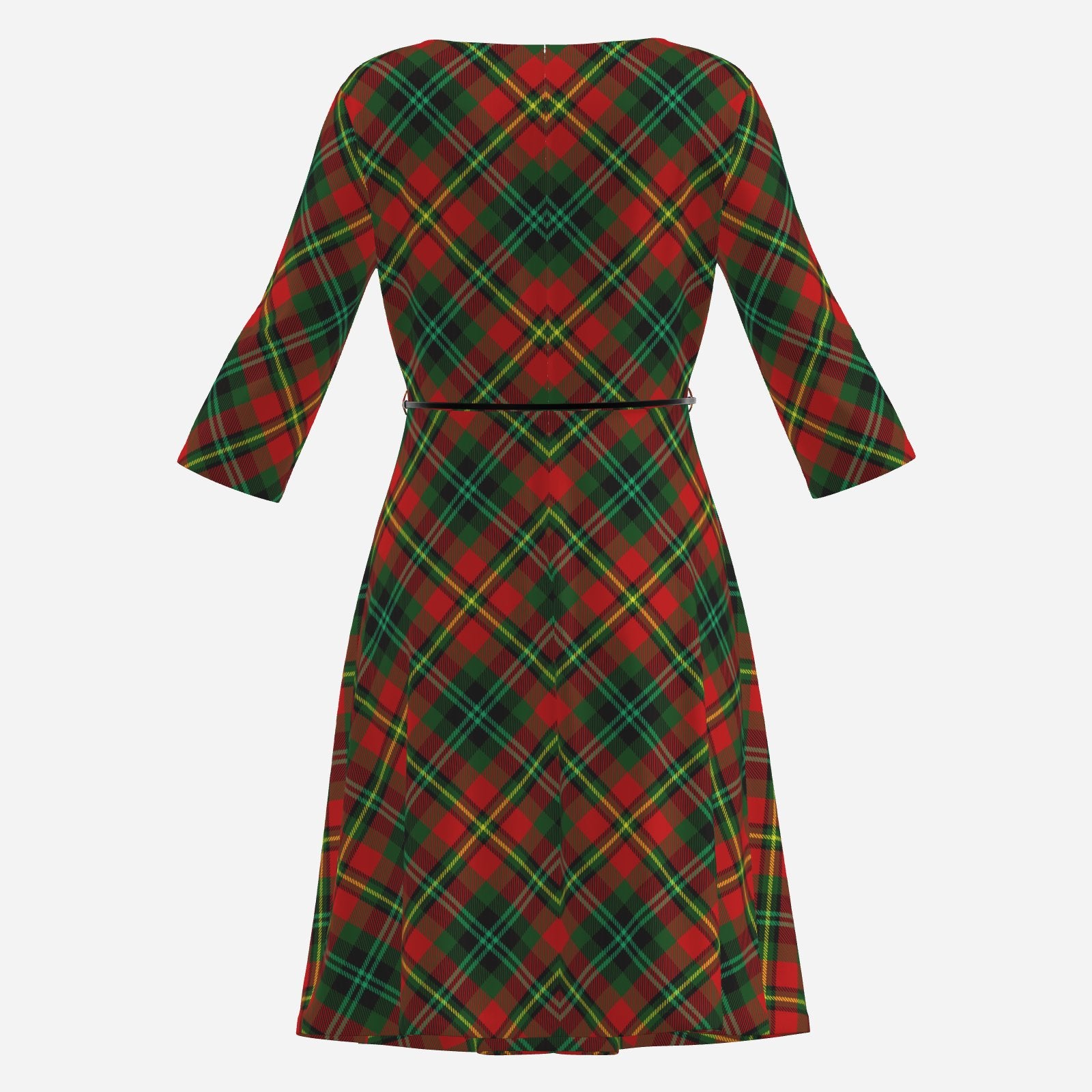 Teddy Blaze Tartan Rigby Swing Dress featuring bold heritage plaid, a flattering fit-and-flare silhouette, half sleeves and coordinating belt. Available XXS–4XL.