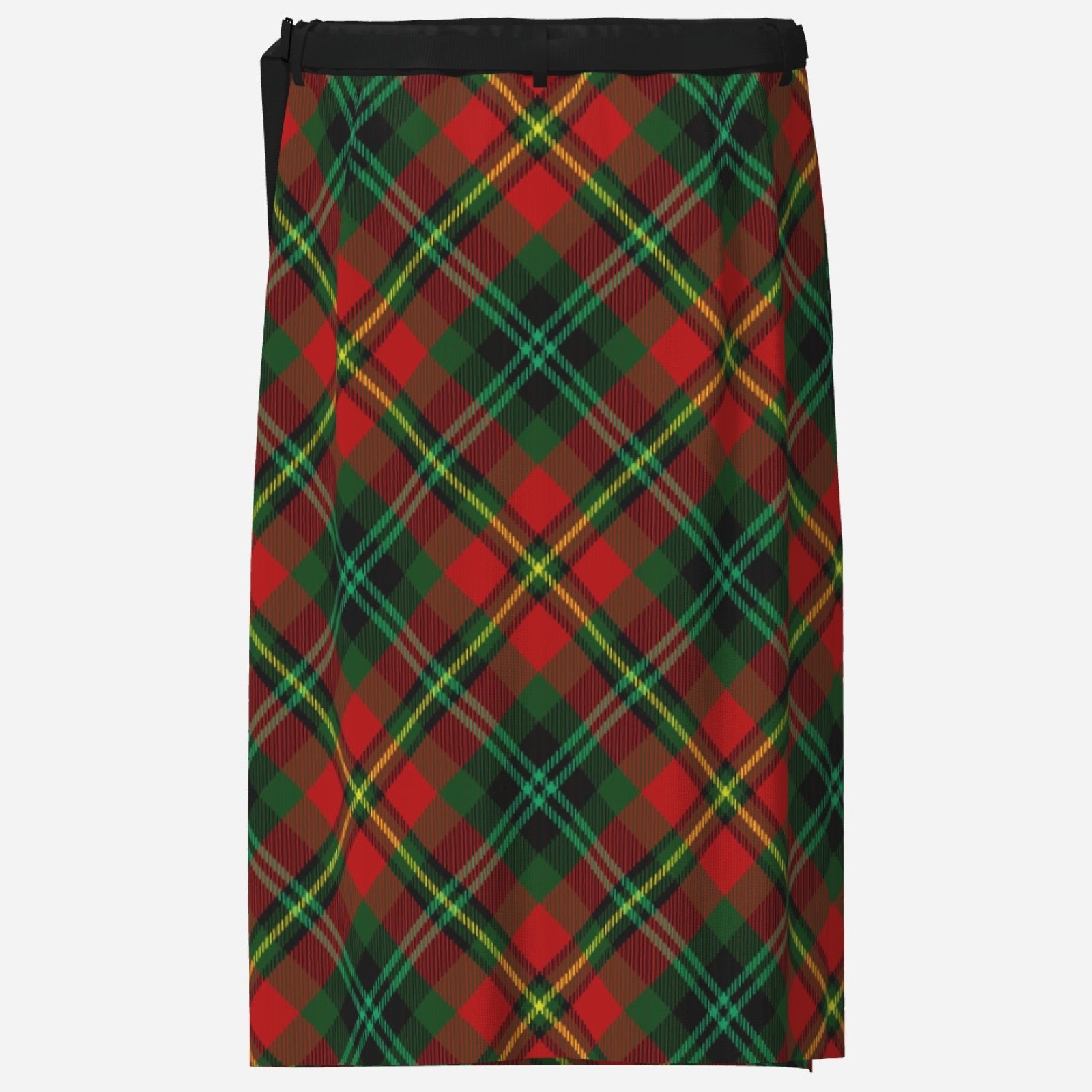Teddy Blaze Tartan RiGBY Hula Skirt in signature Red, Green, Black and Yellow plaid. An adjustable unisex wrap sarong from MEN OF BLAZE.