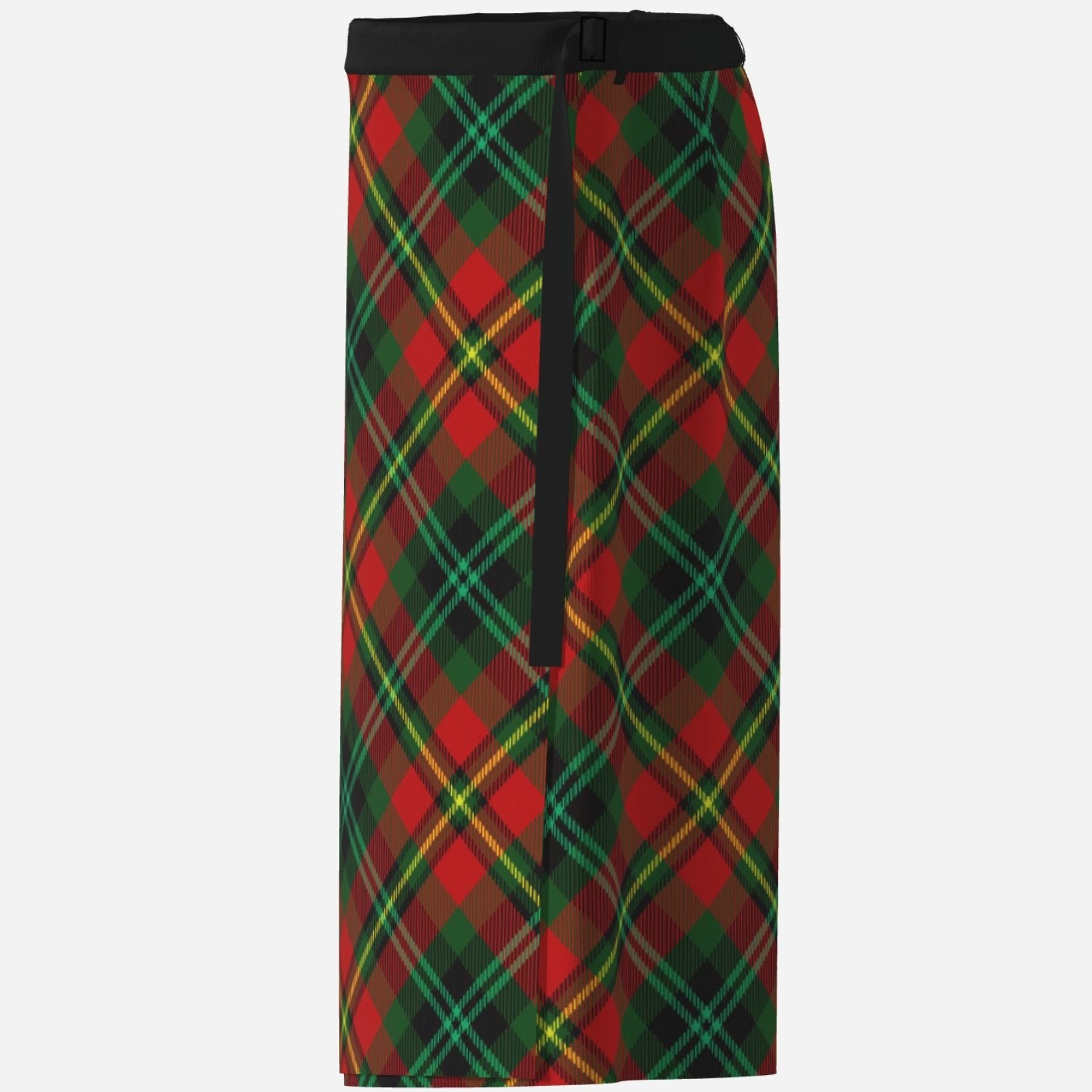 Teddy Blaze Tartan RiGBY Hula Skirt in signature Red, Green, Black and Yellow plaid. An adjustable unisex wrap sarong from MEN OF BLAZE.