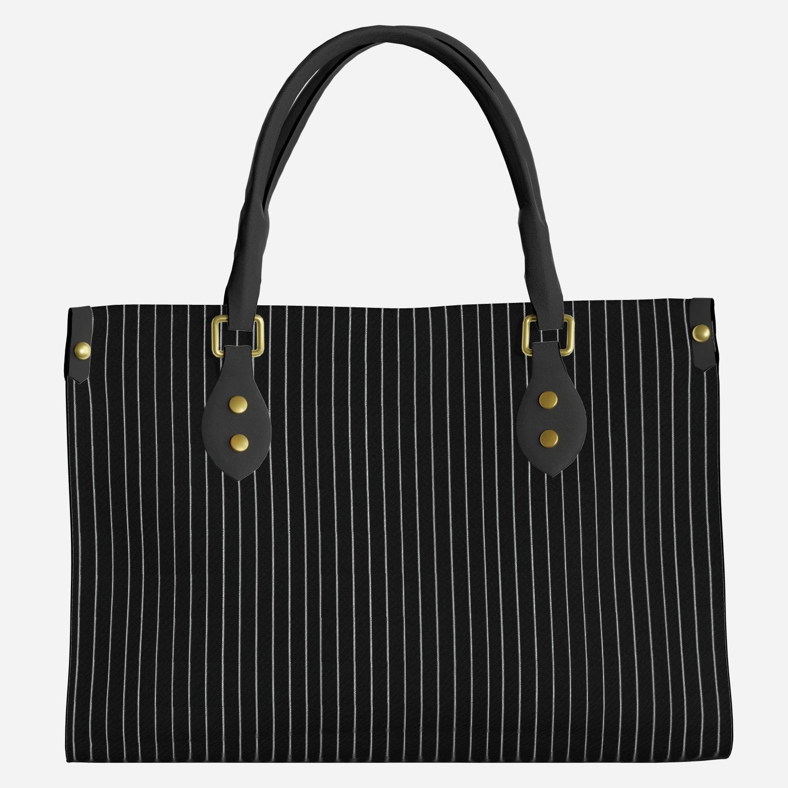 Shop the Signature Pinstripe Grab + Go Bag by Teddy Blaze. Structured leatherette carryall featuring vertical pinstripes and brass-tone hardware.
