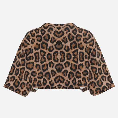 Shop the Zabu V-Neck Half Sleeve Crop Tee by Teddy Blaze. Silky-shine boxy crop top featuring an all-over leopard motif from THE IVY WOMAN collection.