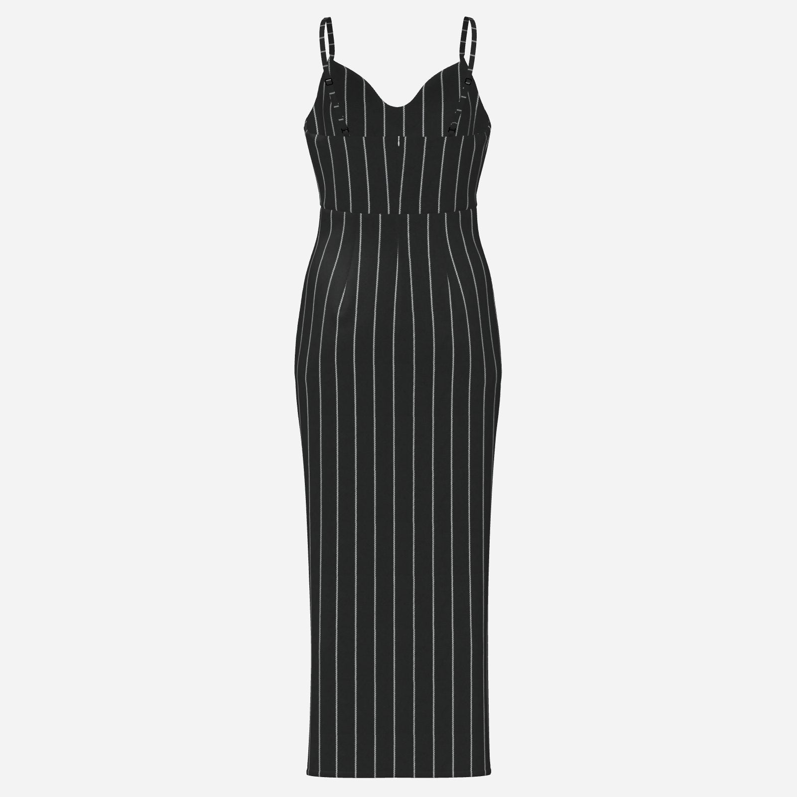 Shop the Pinstriped High Slit Cami Dress by Teddy Blaze. Lightweight micro-faille V-neck maxi dress with a thigh slit from THE IVY WOMAN collection.