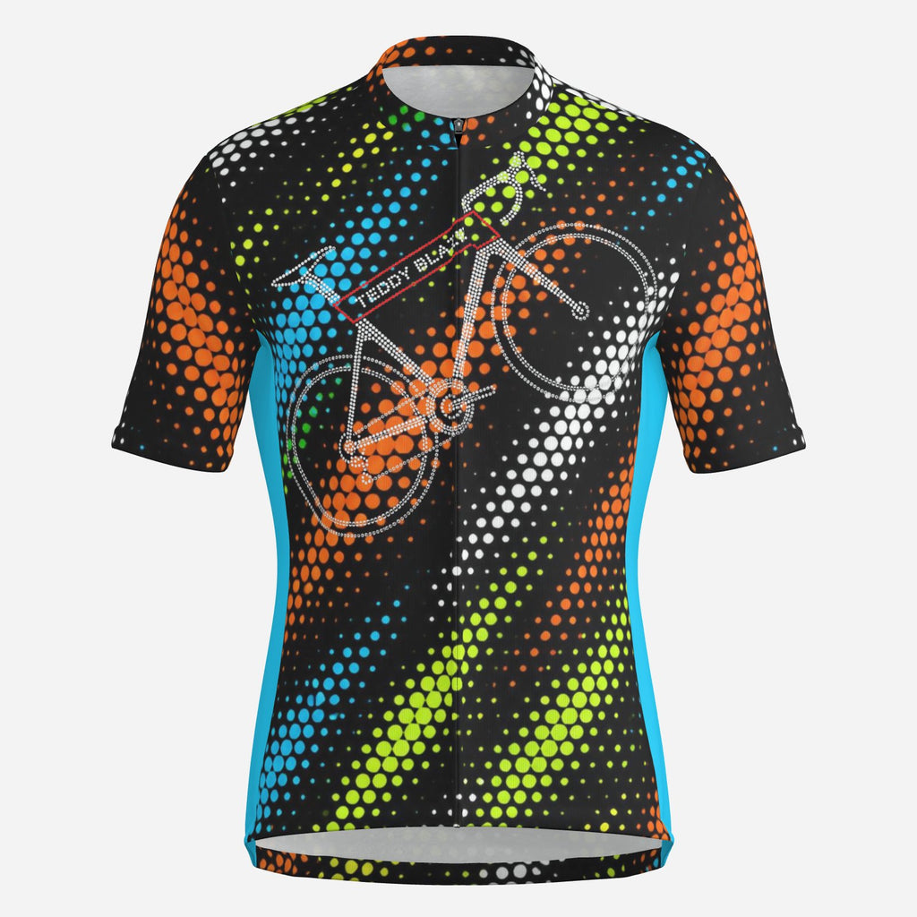 Shop the Changing Lanes Cycling Jersey by Teddy Blaze. High-performance aerodynamic knit featuring vibrant halftone dot artwork and a full front zip.