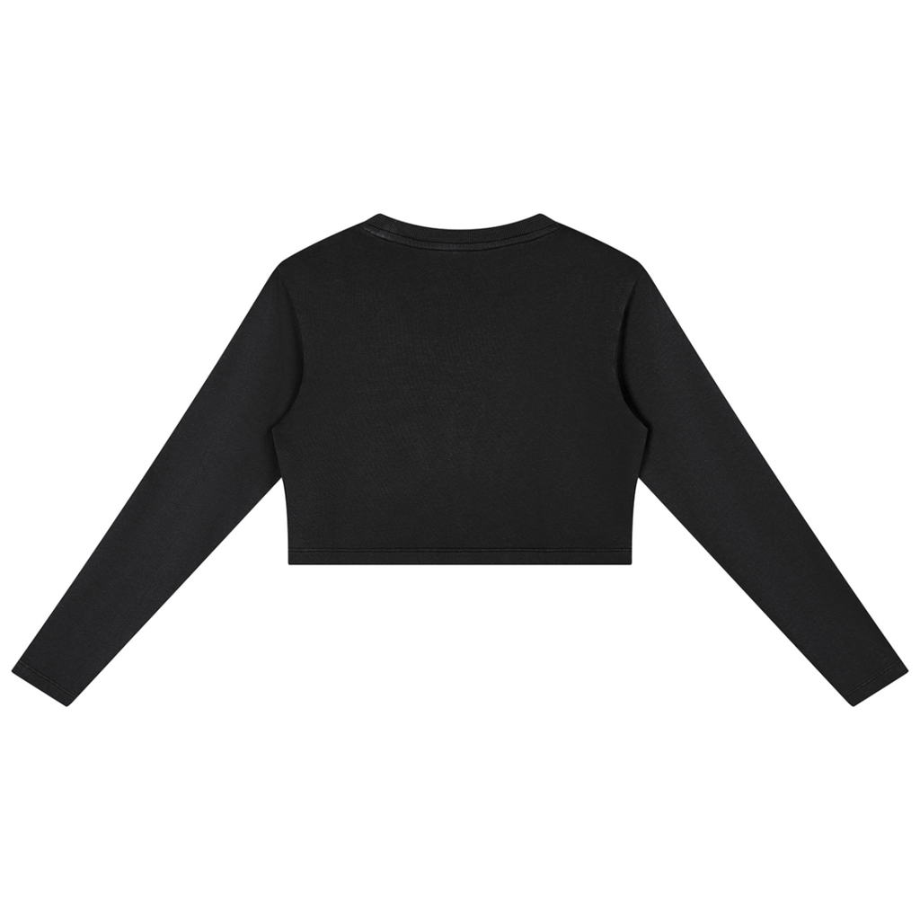 Shop the Iron + Ivy Snow Washed Cropped Cotton Sweatshirt by Teddy Blaze. Mid-weight 280 gsm cotton long-sleeve crop top with vertical seam paneling and upper chest logo.