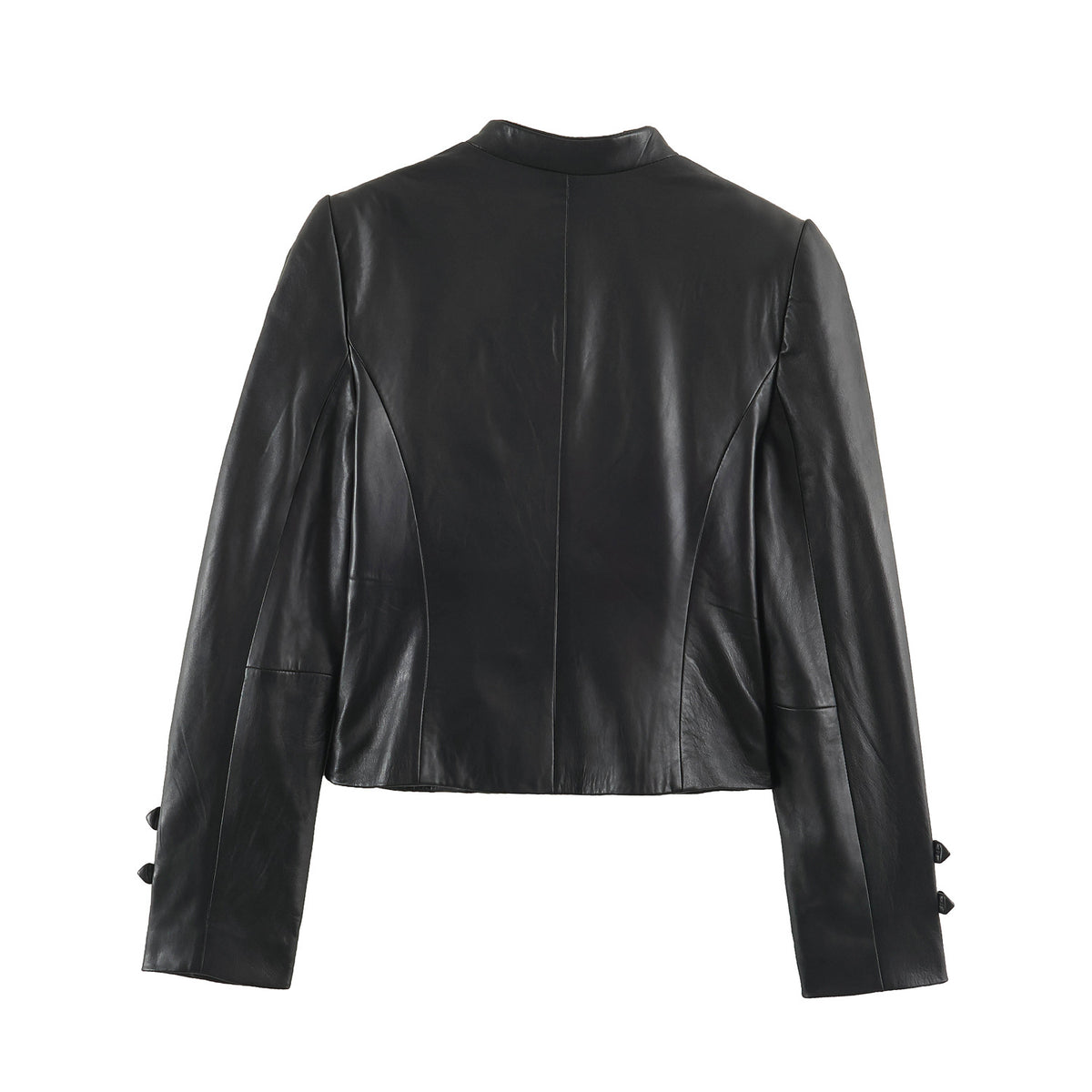 Military Frosted Faux Leather Officer Jacket