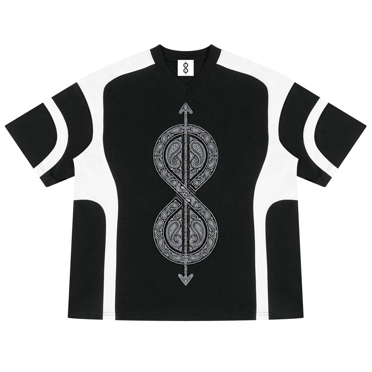 81C Panel Block V-Neck Tee | Da Heights