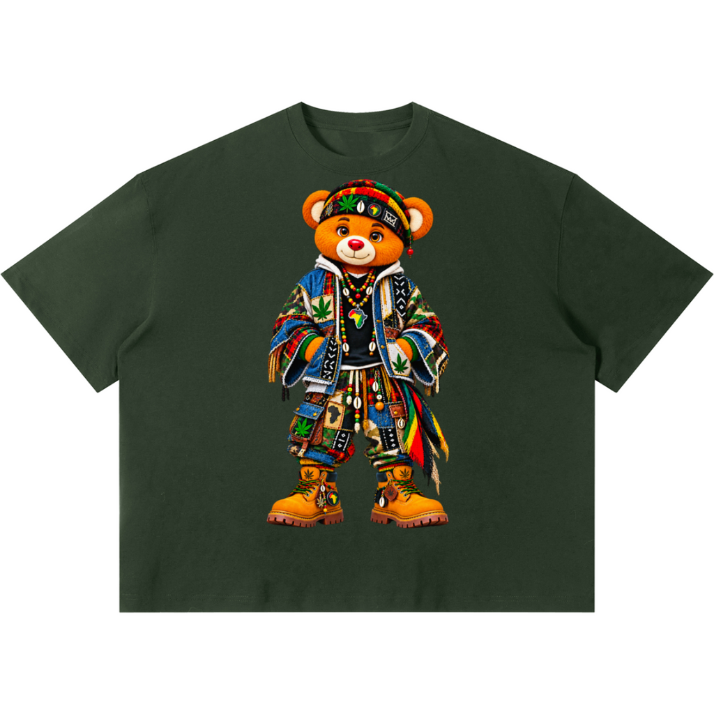 Shop the Teddy Blaze Boho ENY Sorona Boxy Tee, a relaxed unisex graphic tee featuring Teddy Blaze Boho and Brooklyn-inspired ENY artwork.