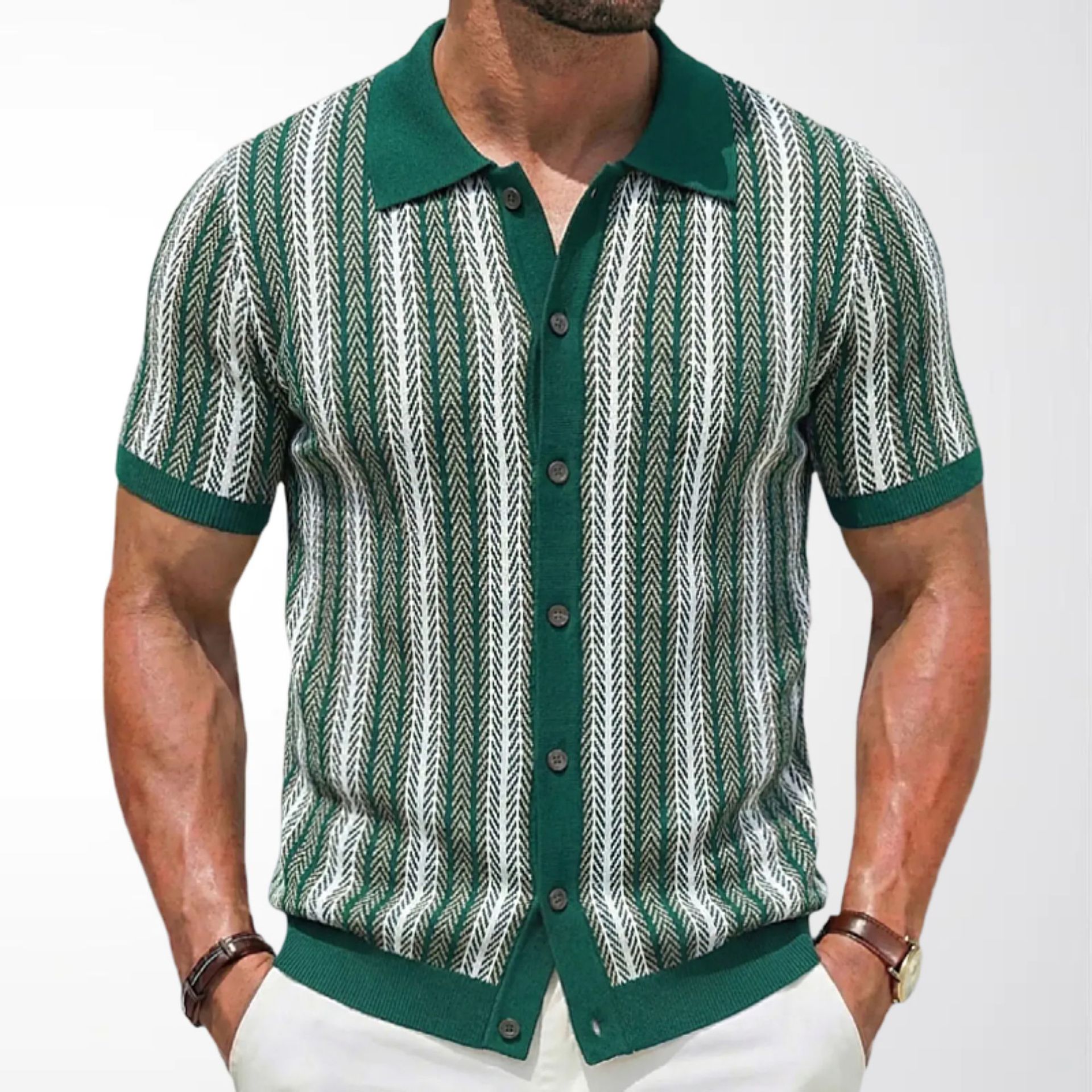 Chevron Knit Cabana Shirt