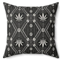 Decorative pillow with black and white pattern on a white background