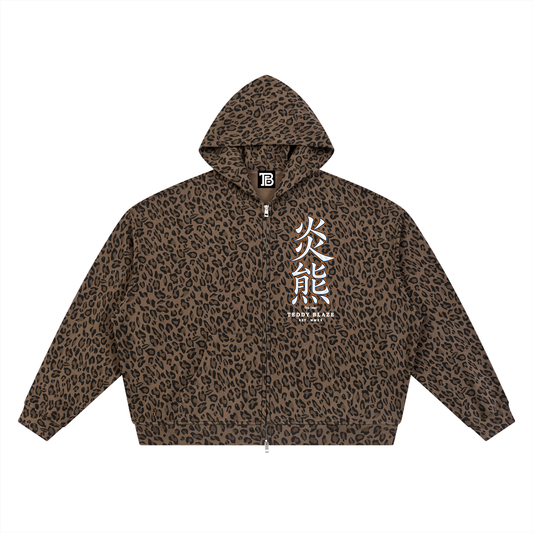 Team Dragon Leopard Print Zip Hoodie | AFRO ANIME
