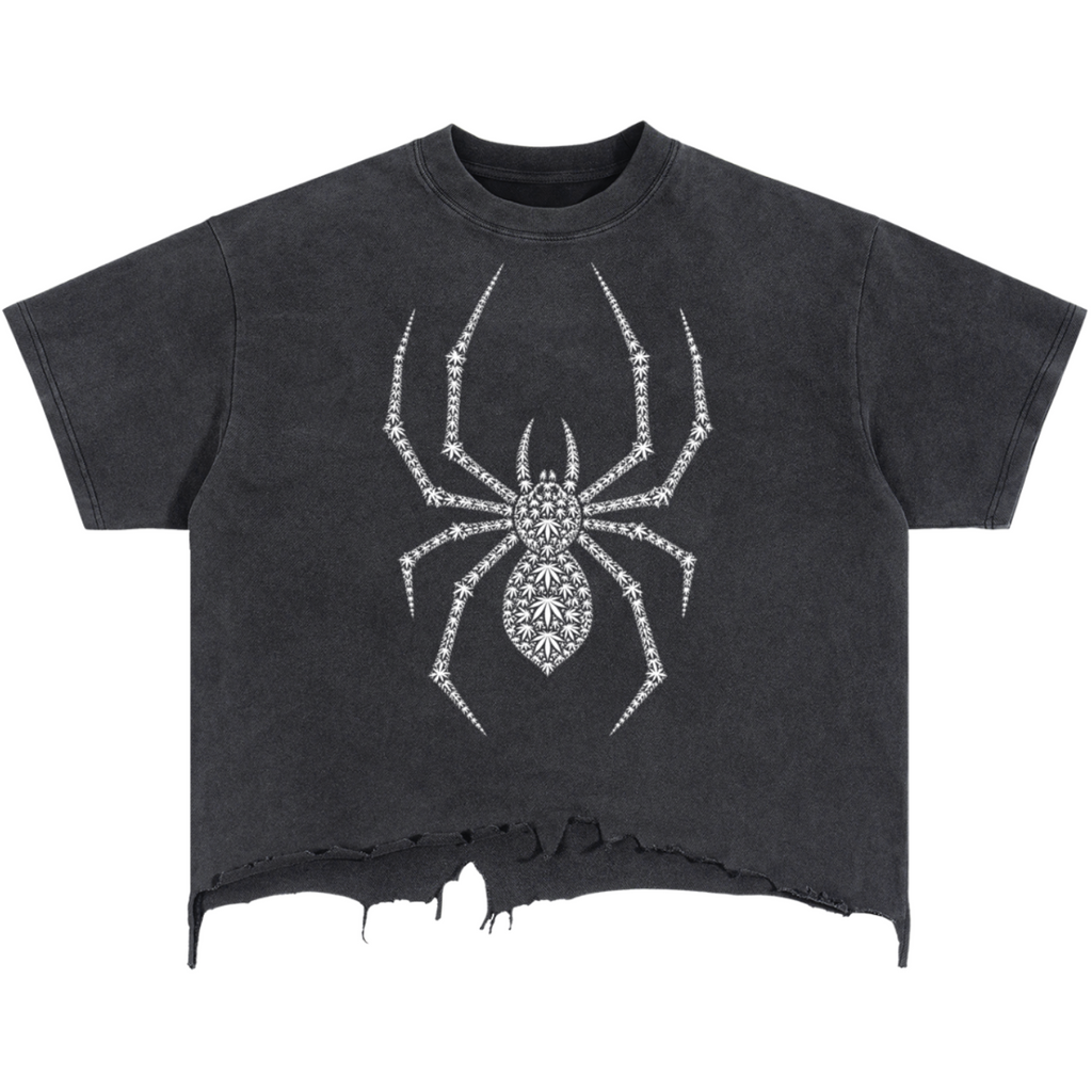 Black t-shirt with a white fleur-de-lis symbol on a white background