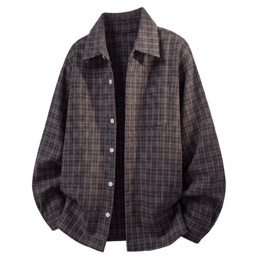 Shop the Iron + Ivy Plaid Flannel Cardigan Overshirt by Teddy Blaze. Loose fit blue-grey plaid button-up overshirt featuring a point collar and chest pocket.
