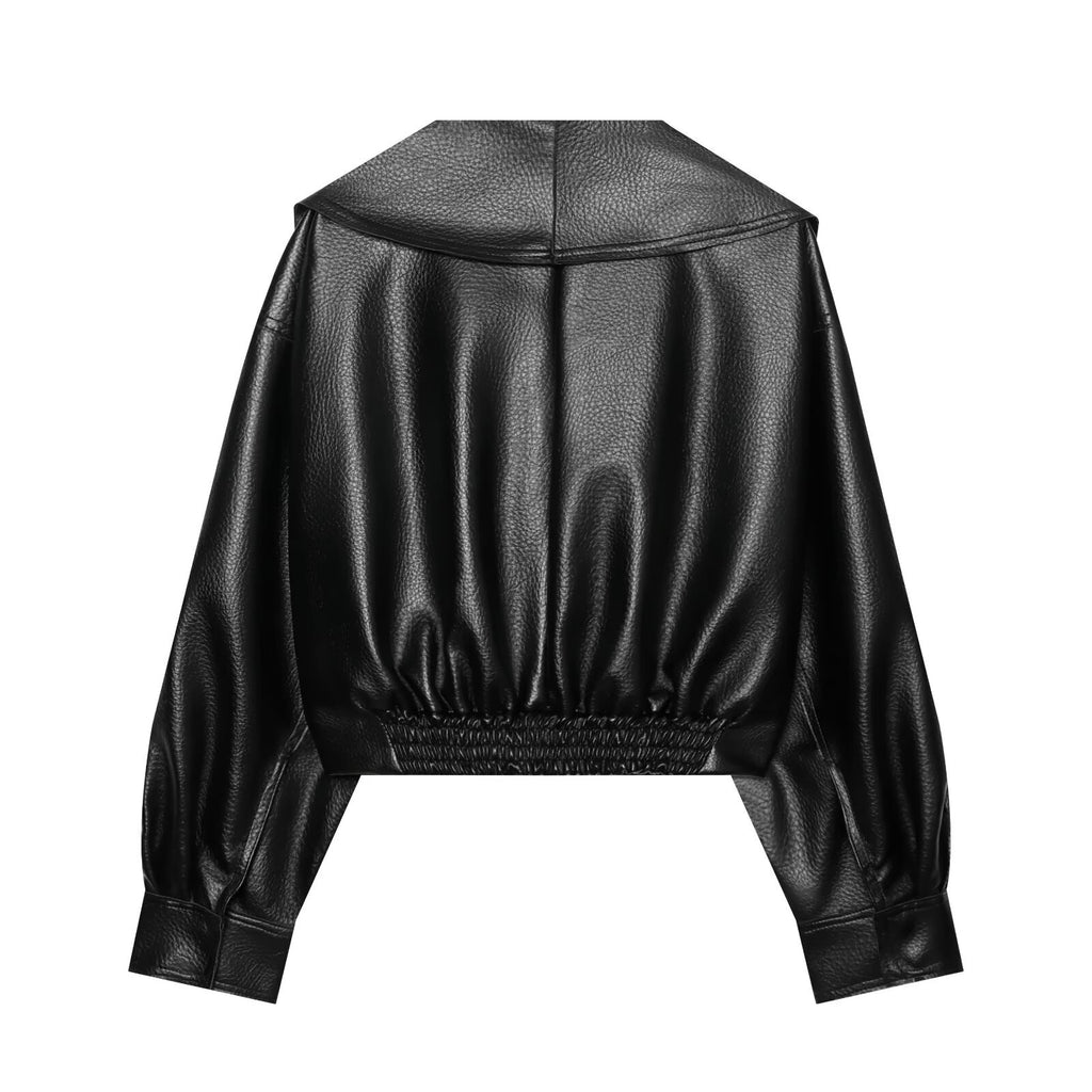 Sovereign Cropped Faux Leather Wrap Jacket